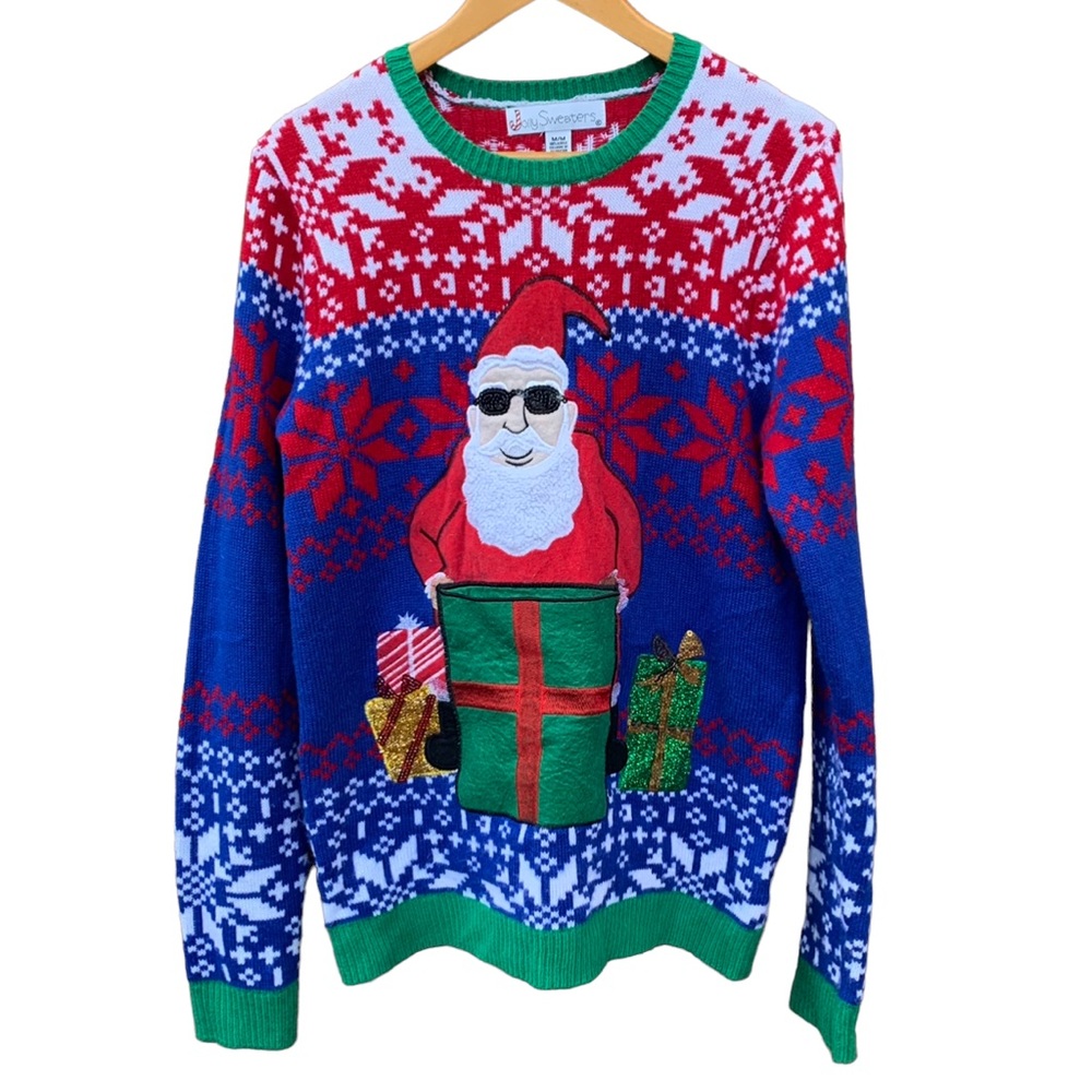 Jolly Sweaters Men’s “Ugly Christmas” Groovy Santa Sweater Size Medium